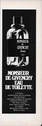 Monsieur de Givenchy for men. Advertising 1969