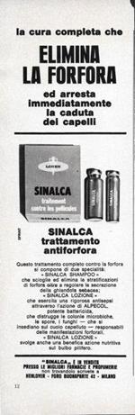 Sinalca. Elimina la forfora. Advertising 1965