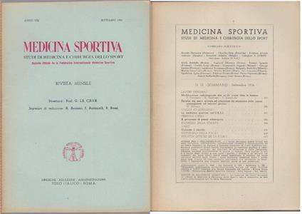 Studi di Medicina e Chirurgia dello Sport Anno VIII Fascicolo IX - Settembre 1954 - copertina