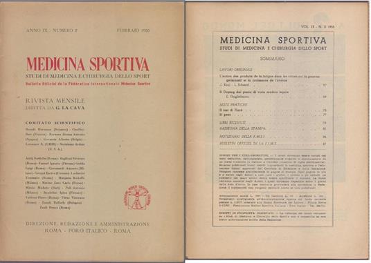 Studi di Medicina e Chirurgia dello Sport Anno IX Numero 2 - Febbraio 1955 - copertina
