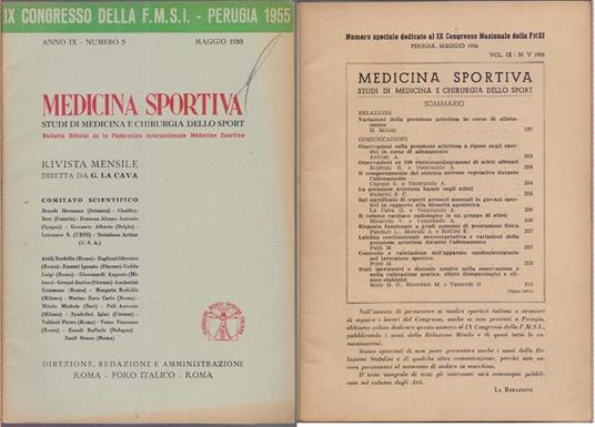 Studi di Medicina e Chirurgia dello Sport Anno IX Numero 5 - Maggio 1955 - copertina