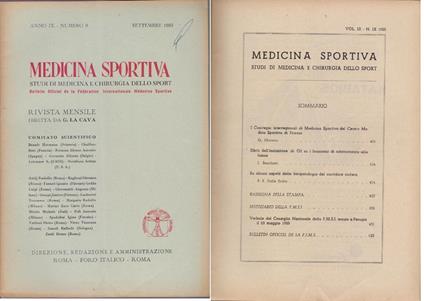 Studi di Medicina e Chirurgia dello Sport Anno IX Numero 9 - Settembre 1955 - copertina
