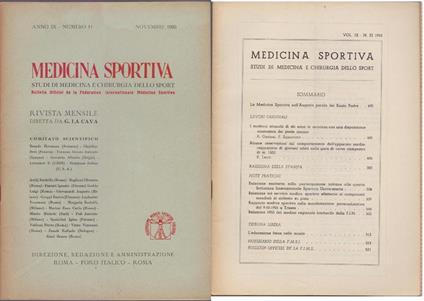Studi di Medicina e Chirurgia dello Sport Anno IX Numero 11 - Novembre 1955 - copertina