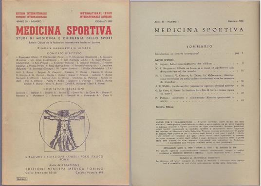 Studi di Medicina e Chirurgia dello Sport Anno XII Numero 1 - Gennaio 1958 - copertina