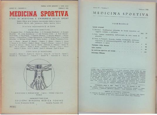 Studi di Medicina e Chirurgia dello Sport Anno XII Numero 2 - Febbraio 1958 - copertina