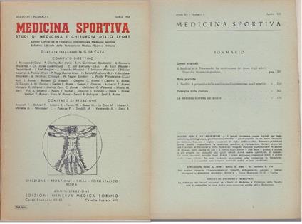 Studi di Medicina e Chirurgia dello Sport Anno XII Numero 4 - Aprile 1958 - copertina