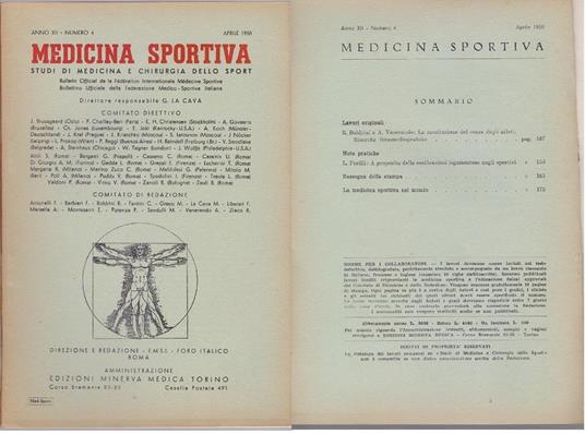 Studi di Medicina e Chirurgia dello Sport Anno XII Numero 4 - Aprile 1958 - copertina