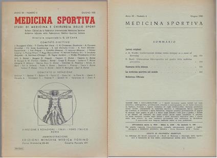 Studi di Medicina e Chirurgia dello Sport Anno XII Numero 6 - Giugno 1958 - copertina
