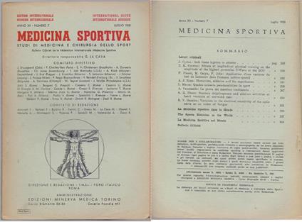 Studi di Medicina e Chirurgia dello Sport Anno XII Numero 7 - Luglio 1958 - copertina