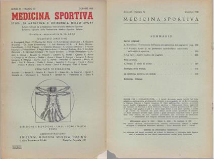 Studi di Medicina e Chirurgia dello Sport Anno XII Numero 12 - Dicembre 1958 - copertina