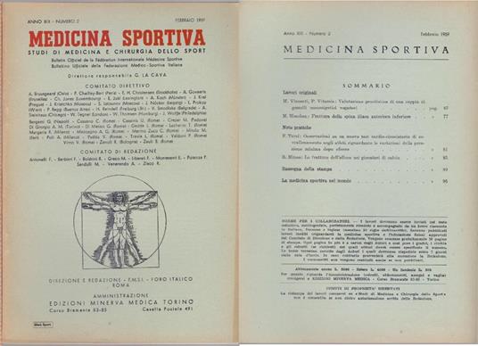 Studi di Medicina e Chirurgia dello Sport Anno XIII Numero 2 - Febbraio 1959 - copertina