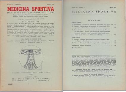 Studi di Medicina e Chirurgia dello Sport Anno XIII Numero 3 - Marzo 1959 - copertina