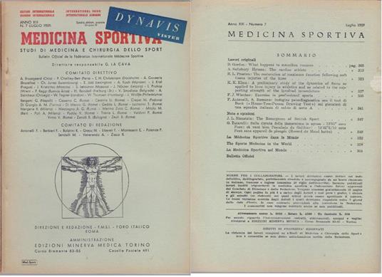 Studi di Medicina e Chirurgia dello Sport Anno XIII Numero 7 - Luglio 1959 - copertina