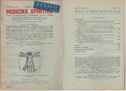 Studi di Medicina e Chirurgia dello Sport Anno XIII Numero 10 - Ottobre 1959 - copertina