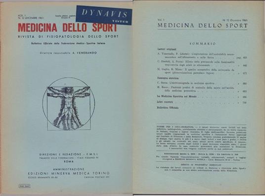 Medicina dello Sport N. 12 Dicembre 1961 - copertina