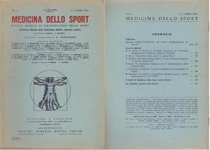 Medicina Sportiva Studi di Medicina e Chirurgia dello Sport Anno XX N.3 Marzo 1966 - copertina