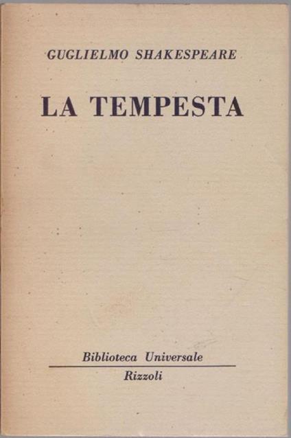 La tempesta ( 1280 B.U.R.) - Guglielmo Shakespeare - William Shakespeare - copertina