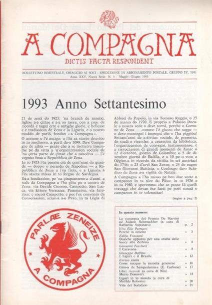 A  Compagna. Rivista. n. 3 maggio-giugno 1993 - copertina