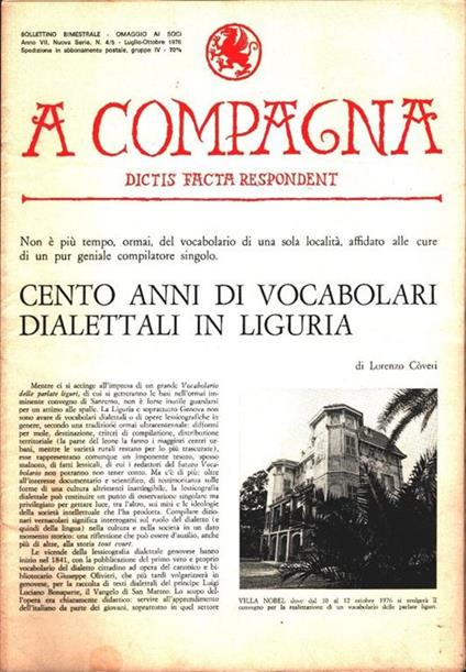 A  Compagna. Rivista. n. 4/5 luglio-ottobre 1976 - copertina