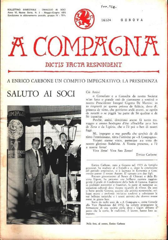 A  Compagna. Rivista. n. 3 maggio-giugno 1975 - copertina