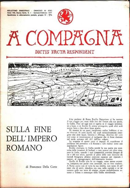 A  Compagna. Rivista. n. 1 gennaio-febbraio 1977 - copertina