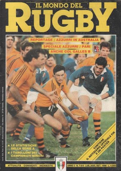 Il mondo del rugby. 1986 n. 7/8/9 - Libro Usato - Prime - | IBS