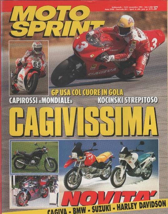Moto sprint. n. 37- 1993. Novita Cagiva, BMW, Suzuki, Harley Davidson - copertina