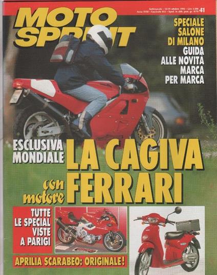 Moto sprint. n. 41 - 1993. La Cagiva con motore Ferrari Aprilia Scarabeo - copertina