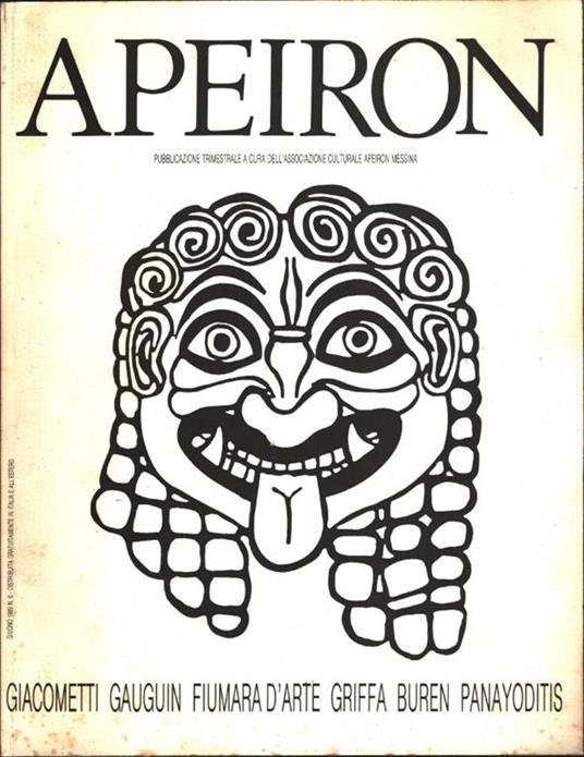 Apeiron. Rivista Ass. Culturale Apeiron Messina. 1989 n. zero - copertina