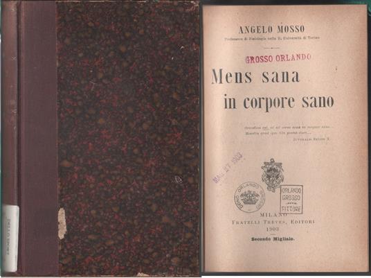 Mens sana in corpore sano - Angelo Mosso - Angelo Mosso - copertina