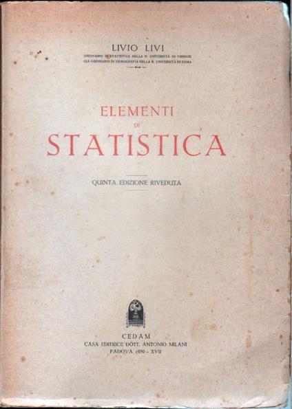 Elementi di Statistica - Livio Livi - Livio Livi - copertina