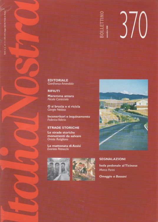 Italia Nostra. Bollettino n. 370, novembre 2000 - copertina