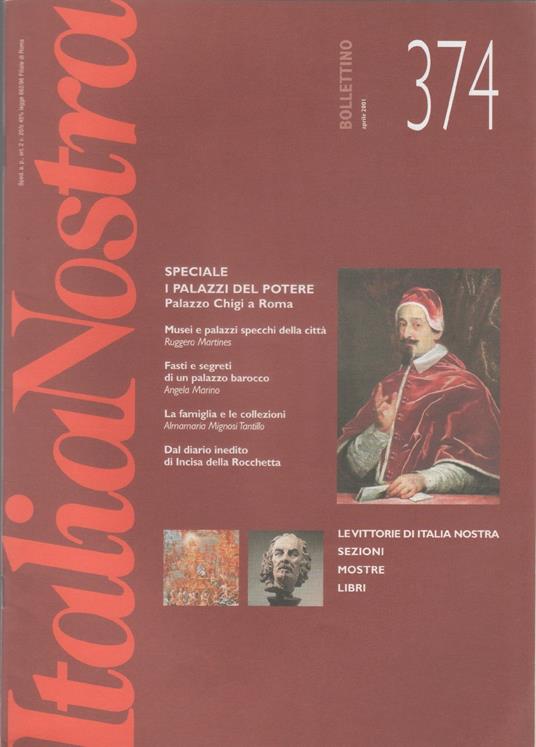 Italia Nostra. Bollettino n. 374, aprile 2001 - copertina