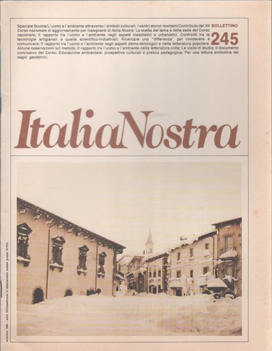 Italia Nostra. Bollettino n. 245, dicembre 1986 - copertina