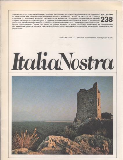 Italia Nostra. Bollettino n. 238, aprile 1986 - copertina