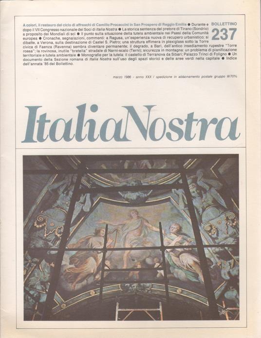 Italia Nostra. Bollettino n. 237, marzo 1986 - copertina