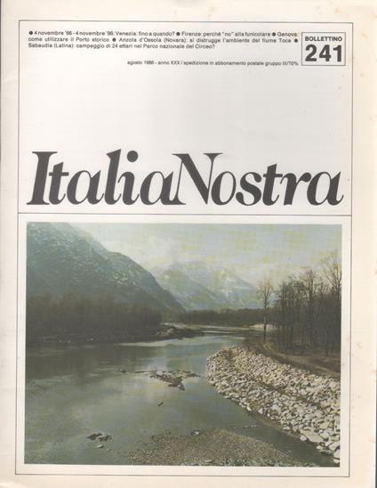 Italia Nostra. Bollettino n. 241, agosto 1986 - copertina