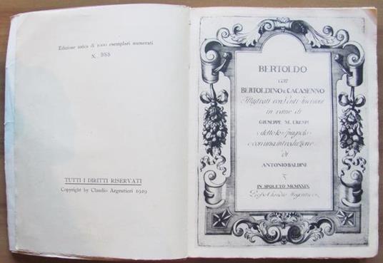 Bertoldo Con Bertoldino E Cacasenno. Ed. Claudio Argentieri 1929 - Antonio Baldini - 2