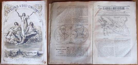 La Scienza A Dieci Centesimi. Rivista Settimanale. Annata Completa Dal Febbraio 1864 Al Febbraio 1865. Ed. F.Lli Pellas, 1864 / 65 - copertina