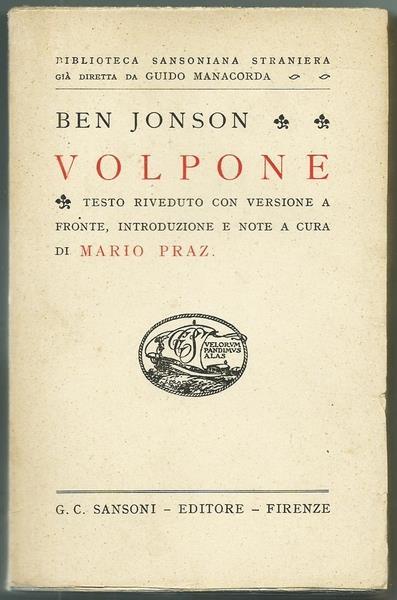 Volpone. Biblioteca Sansoniana Straniera N.83 Di: Jonson Ben - copertina
