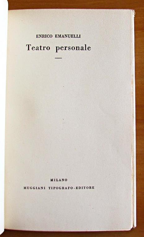 Teatro Personale - Collana I Coriandoli - Enrico Emanuelli - copertina