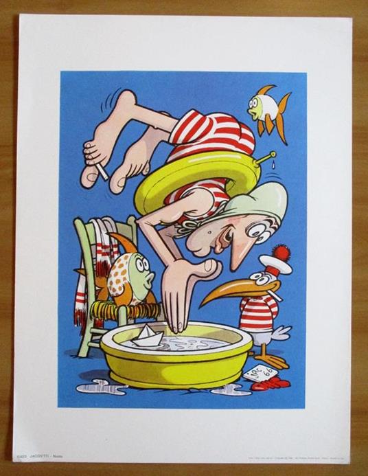 Jacovitti NUOTO - Stampa Originale 30X40. Ricordi 1966 - Serie Umoristica Sport - Benito Jacovitti - copertina