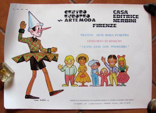 Poster Concorso Disegno 100 ANNI con PINOCCHIO ill. MONTORIO, 1980 - Carlo Collodi - copertina