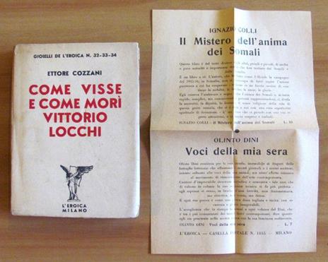 Come Visse E Mori' Vittorio Locchi - Collana Gioielli De L'Eroica N.32-33-34, 1937 - Ettore Cozzani - copertina