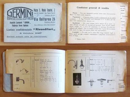 Ditta GERMINI - Forniture Elettricità, Osram e Ferro battuto - Listino 1927  - Libro Usato - Tip. Marchesi - | IBS