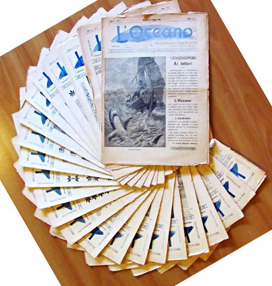 L' OCEANO - Giornale Letterario di Viaggi e Avventure - 23 Fascicoli sciolti Anno I e II - copertina