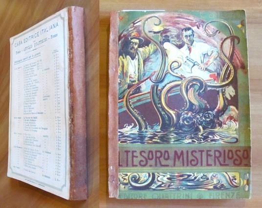 IL TESORO MISTERIOSO, 1922 - illustrato - Emilio Salgari - copertina