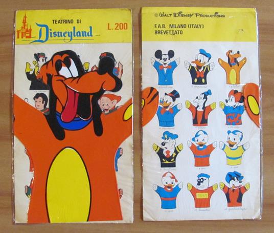 Teatrino di DISNEYLAND Burattino in gomma PLUTO, anni 60/70 - BLISTERATO - Walt Disney - copertina