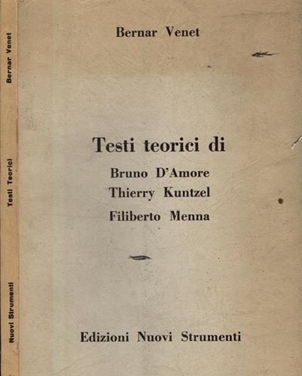 Bernar Venet. Testi teorici - copertina