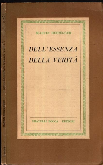 Dell' Essenza Della Verita - copertina